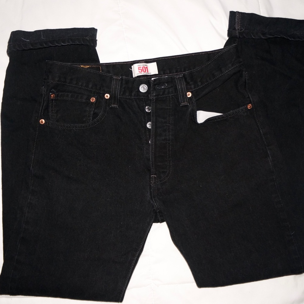 Vintage Black Levi 501 straight leg | Button fly